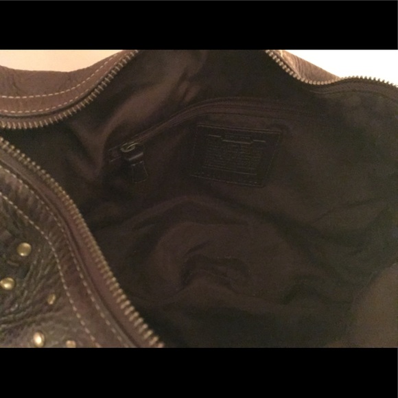 NEW COACH Gorgeous Brown Leather Embellished Hobo - Picture 7 of 8